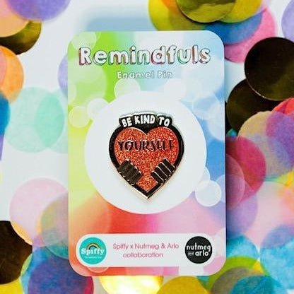Be Kind to Yourself - Remindfuls Enamel Pin - Dark Skin Tone - Spiffy - The Happiness Shop