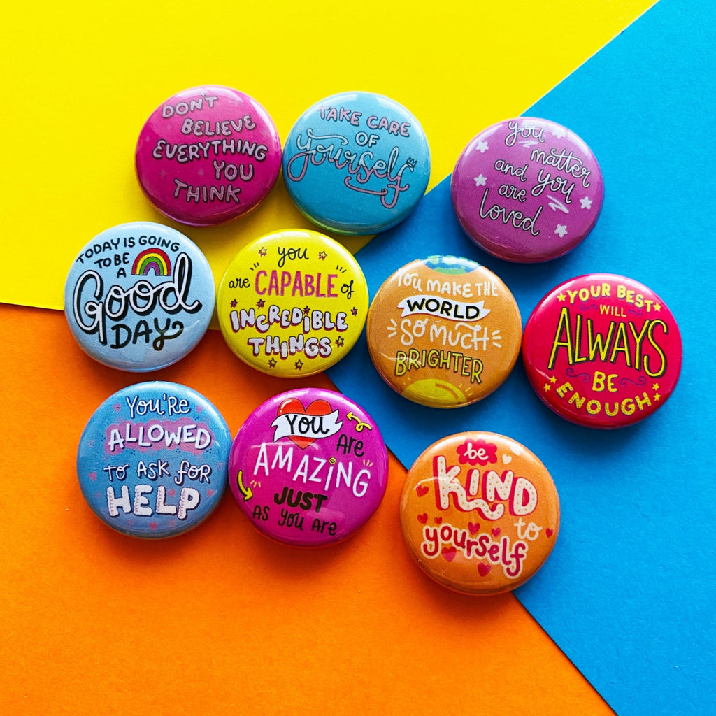 Button Badge Bundle - 10 Designs - Spiffy - The Happiness Shop
