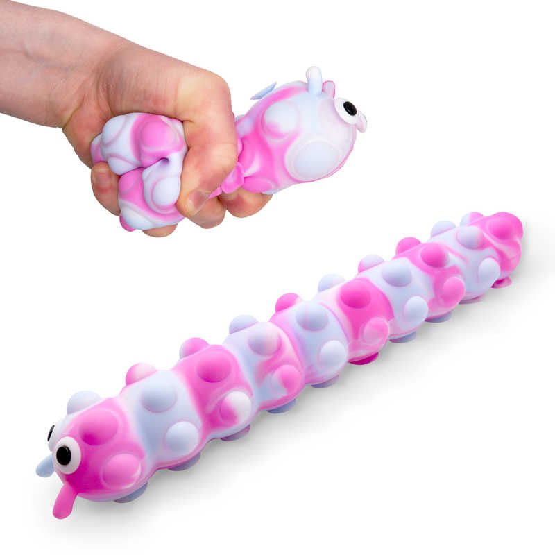 3D Push Pop Suction Caterpillar Sensory Toy with Light - Spiffy - The Happiness Shop