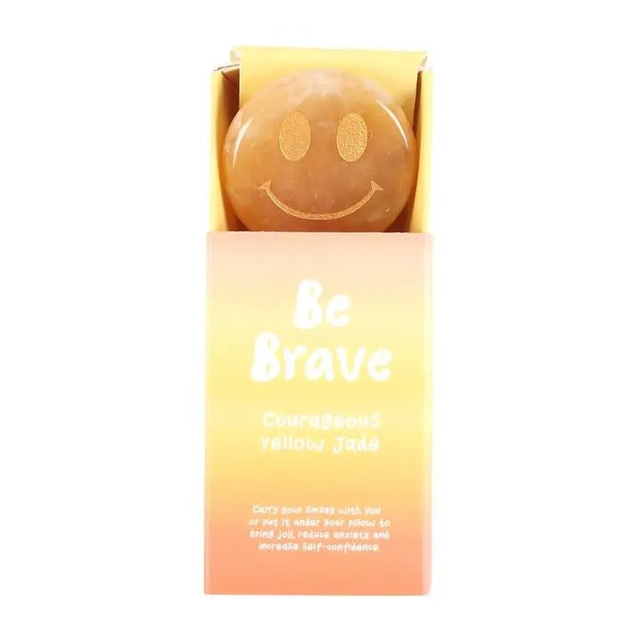 Be Brave Yellow Jade Happy Face Crystal - Spiffy - The Happiness Shop