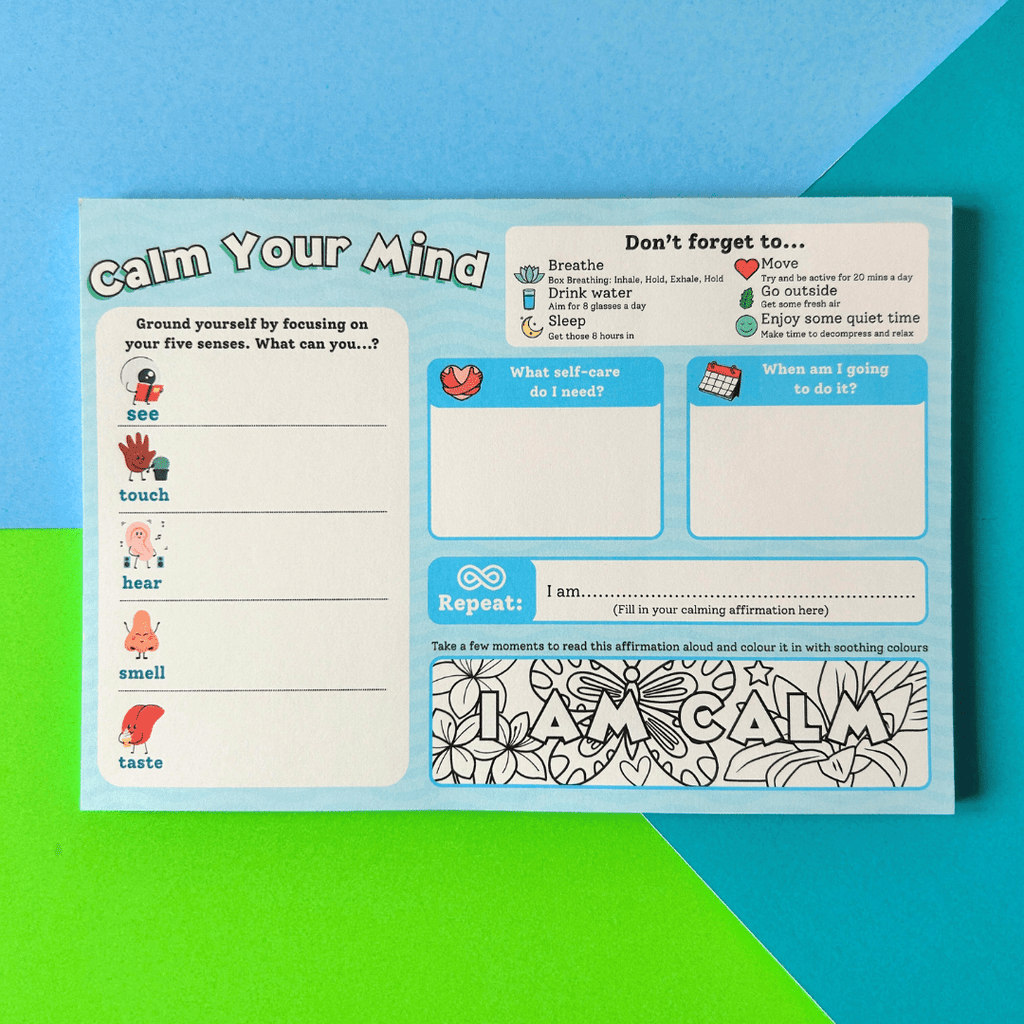 'Calm Your Mind' A5 Anxiety Relief Notepad - Spiffy - The Happiness Shop