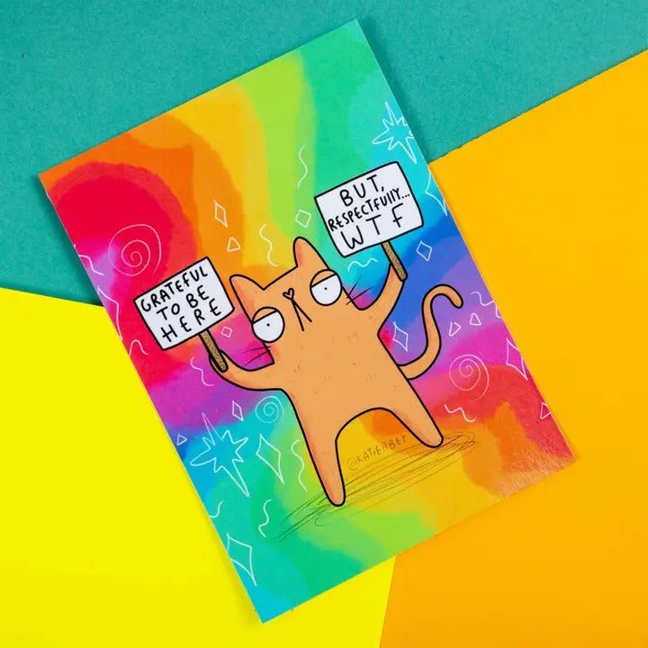 Grateful Cat A6 Postcard - Spiffy - The Happiness Shop