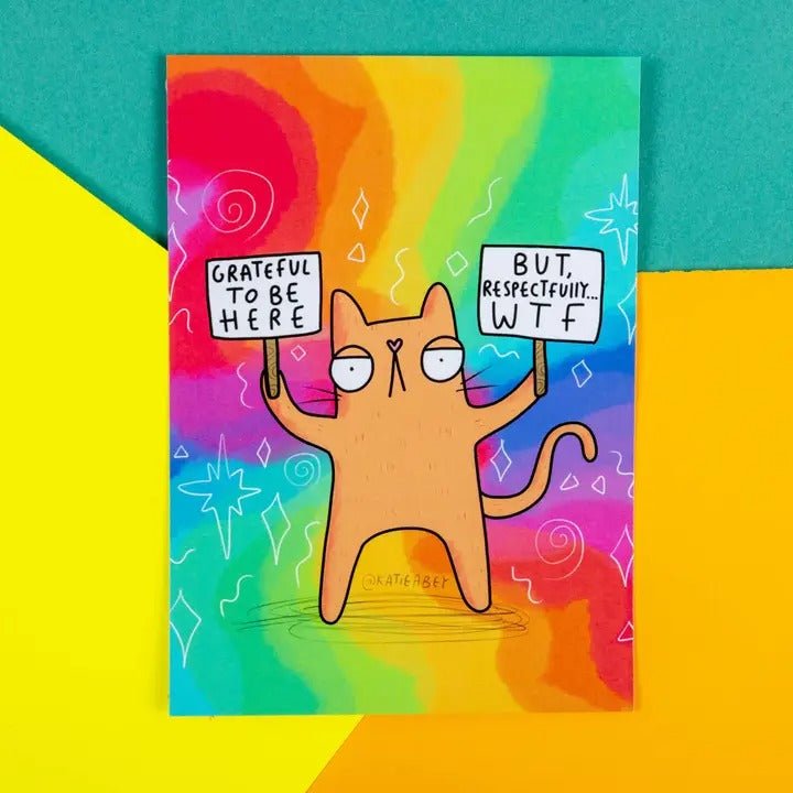 Grateful Cat A6 Postcard - Spiffy - The Happiness Shop