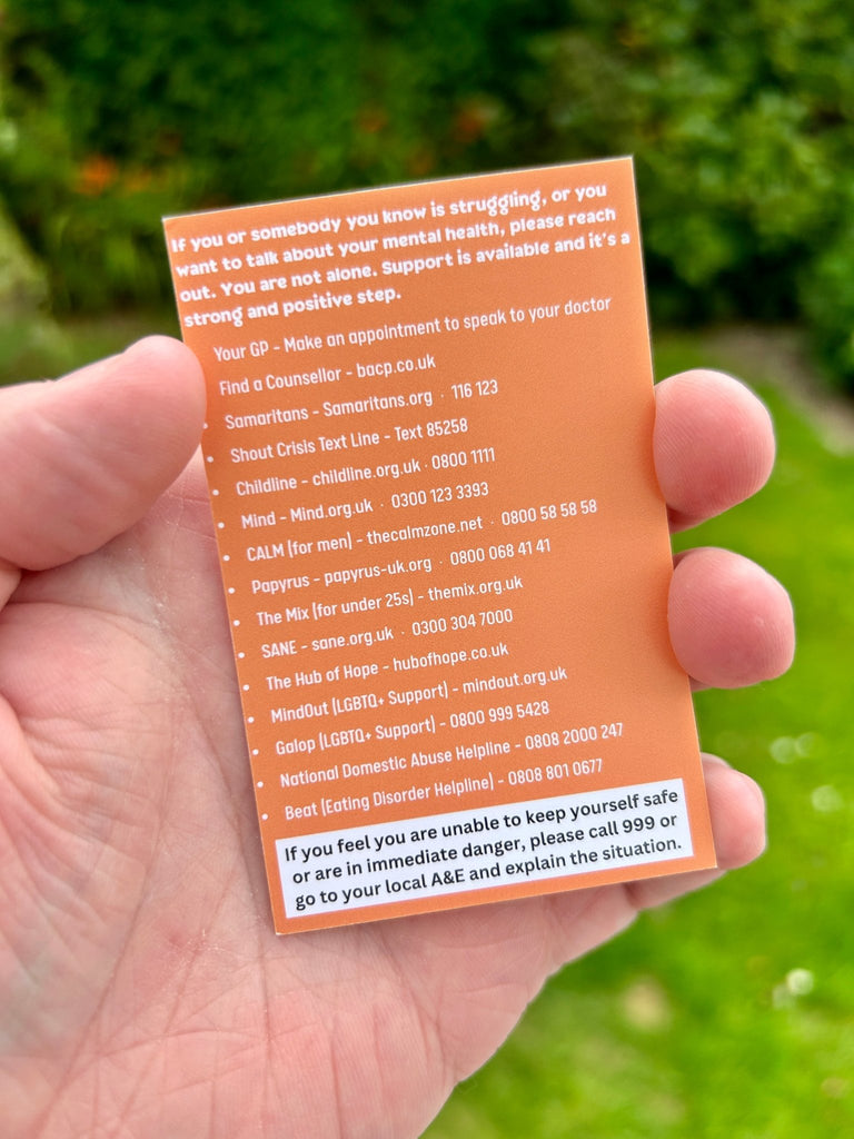 Mental Health Helpline Cards (Bundle of 25) - Spiffy - The Happiness Shop