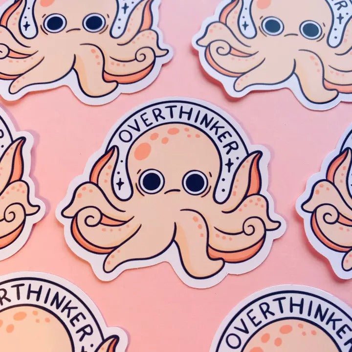 Overthinking Octopus Glossy Sticker - Spiffy - The Happiness Shop
