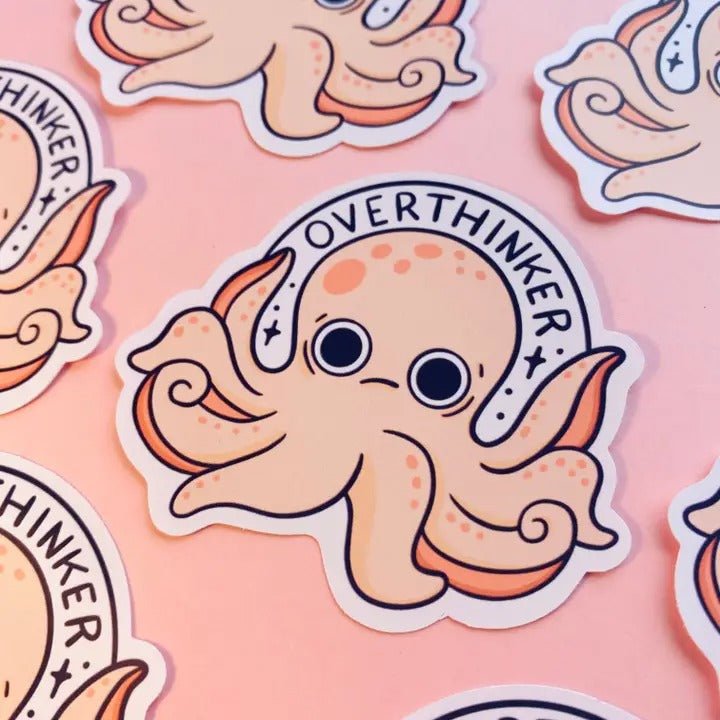 Overthinking Octopus Glossy Sticker - Spiffy - The Happiness Shop