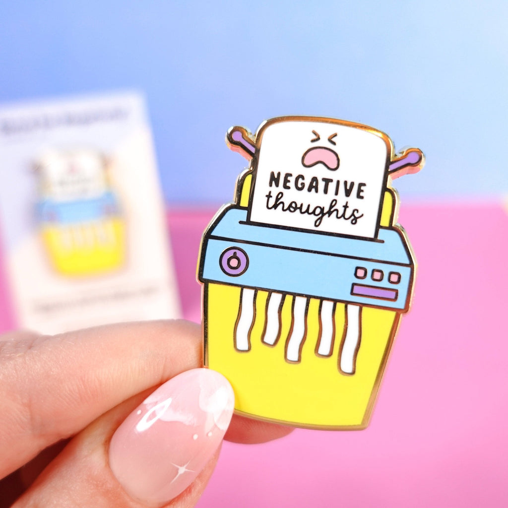 Shred Your Negative Thoughts Enamel Pin - Spiffy - The Happiness Shop