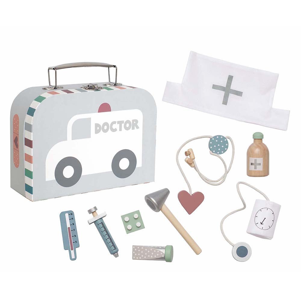 Silver Doctor's Bag - Wooden Medical Role Play Toy - Spiffy - The Happiness Shop