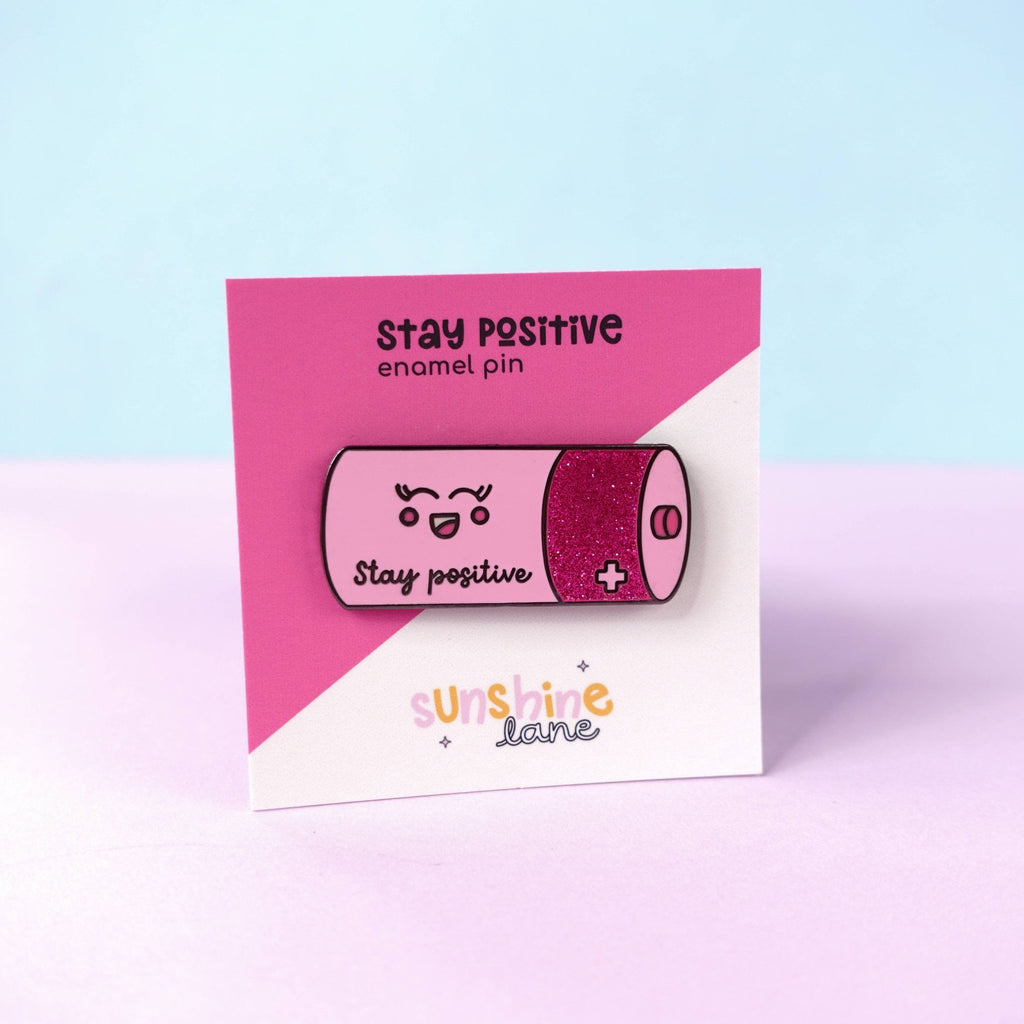 Stay Positive Enamel Pin - Spiffy - The Happiness Shop