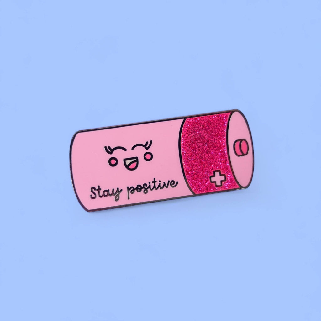 Stay Positive Enamel Pin - Spiffy - The Happiness Shop