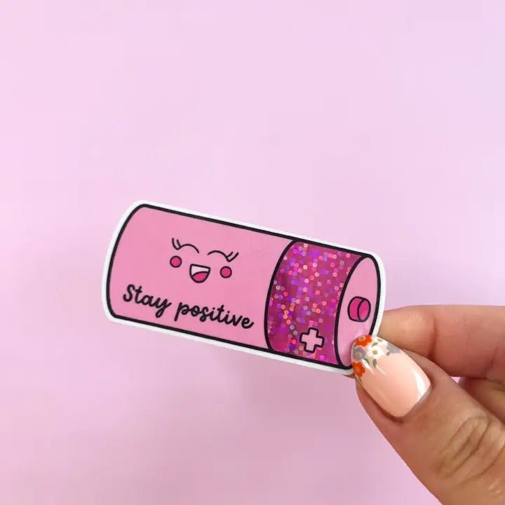 Stay Positive Glitter Sticker - Spiffy - The Happiness Shop