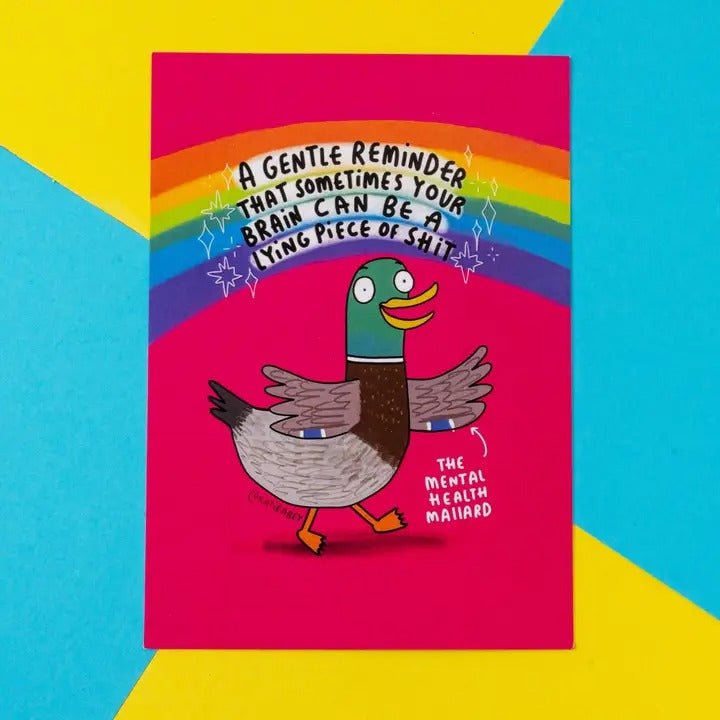 The Mental Health Mallard A6 Postcard - Spiffy - The Happiness Shop