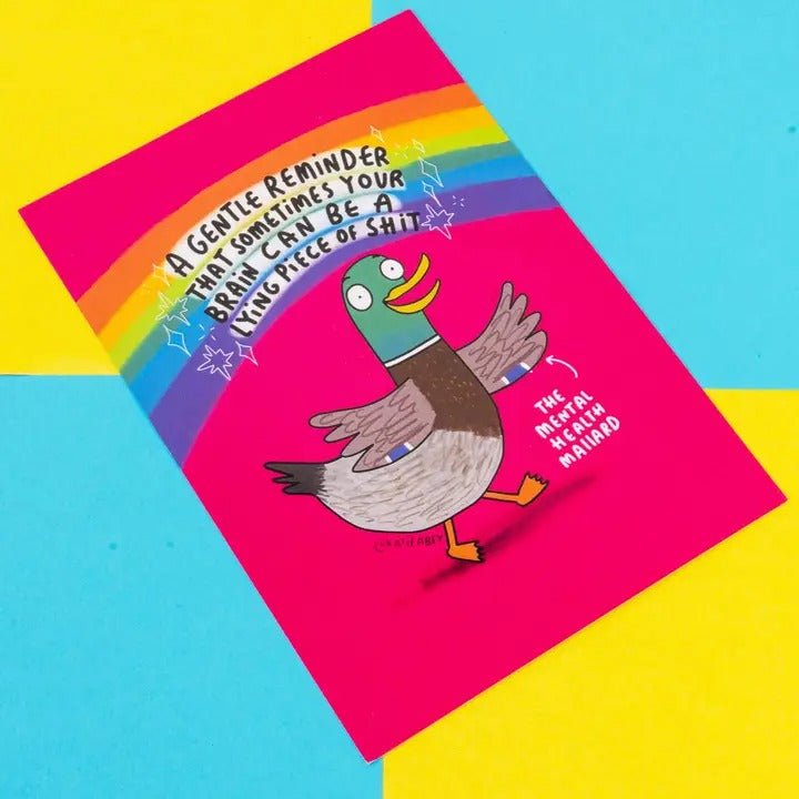 The Mental Health Mallard A6 Postcard - Spiffy - The Happiness Shop