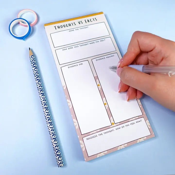 Thoughts vs Facts Notepad - Challenge Negative Thoughts - Spiffy - The Happiness Shop
