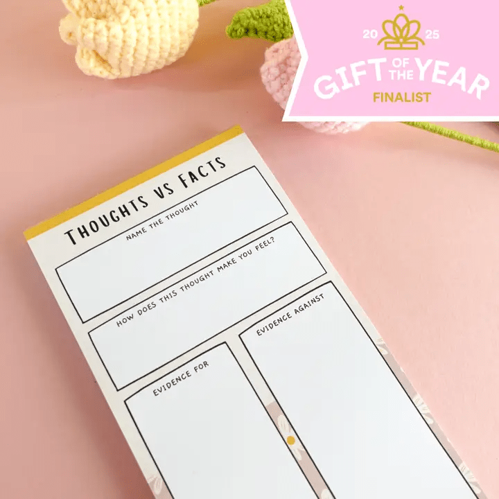 Thoughts vs Facts Notepad - Challenge Negative Thoughts - Spiffy - The Happiness Shop