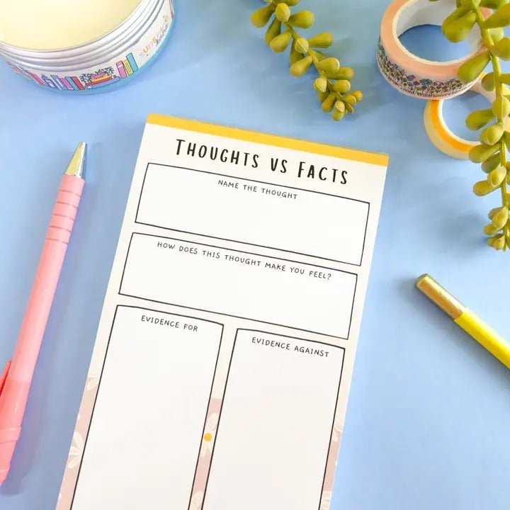 Thoughts vs Facts Notepad - Challenge Negative Thoughts - Spiffy - The Happiness Shop