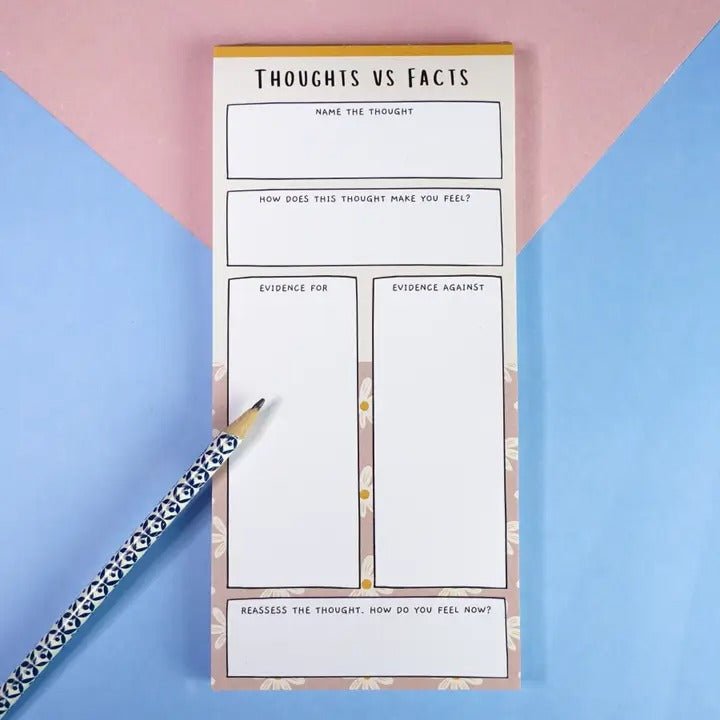 Thoughts vs Facts Notepad - Challenge Negative Thoughts - Spiffy - The Happiness Shop
