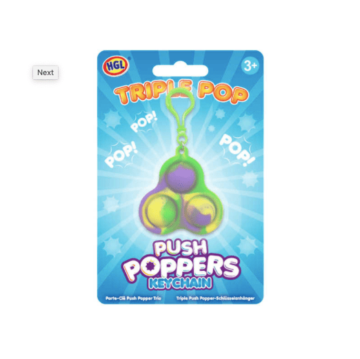 Triple Push Popper Keyring - 30 for £20! - Spiffy - The Happiness Shop