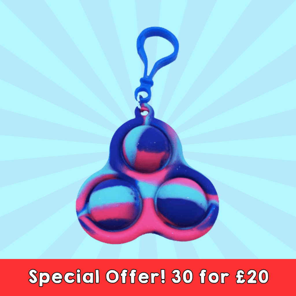 Triple Push Popper Keyring - 30 for £20! - Spiffy - The Happiness Shop