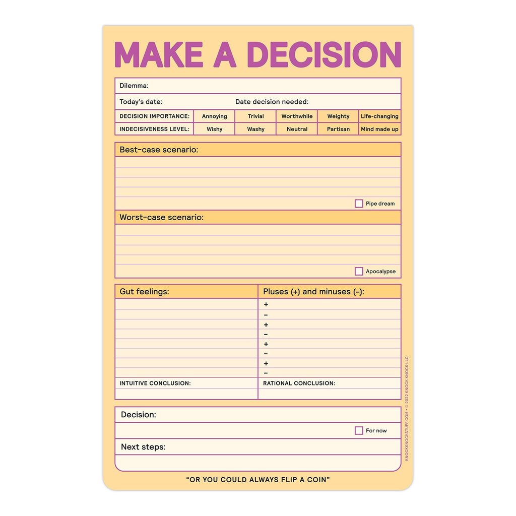 Make A Decision Notepad - Spiffy - The Happiness Shop