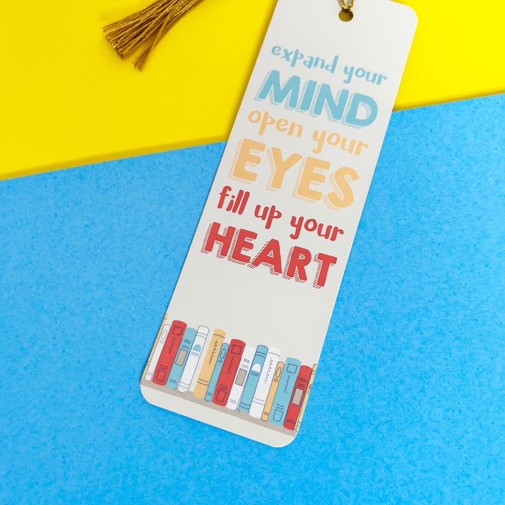 Mind, Eyes and Heart Self-Care Bookmark with Tassel - Spiffy - The Happiness Shop