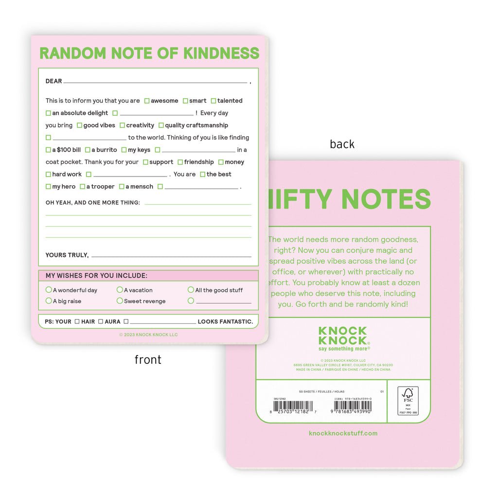 Random Note of Kindness Notepad - Spiffy - The Happiness Shop