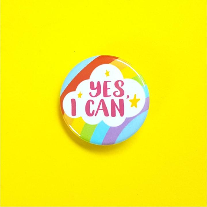 Yes I Can Rainbow Button Badge - Spiffy - The Happiness Shop