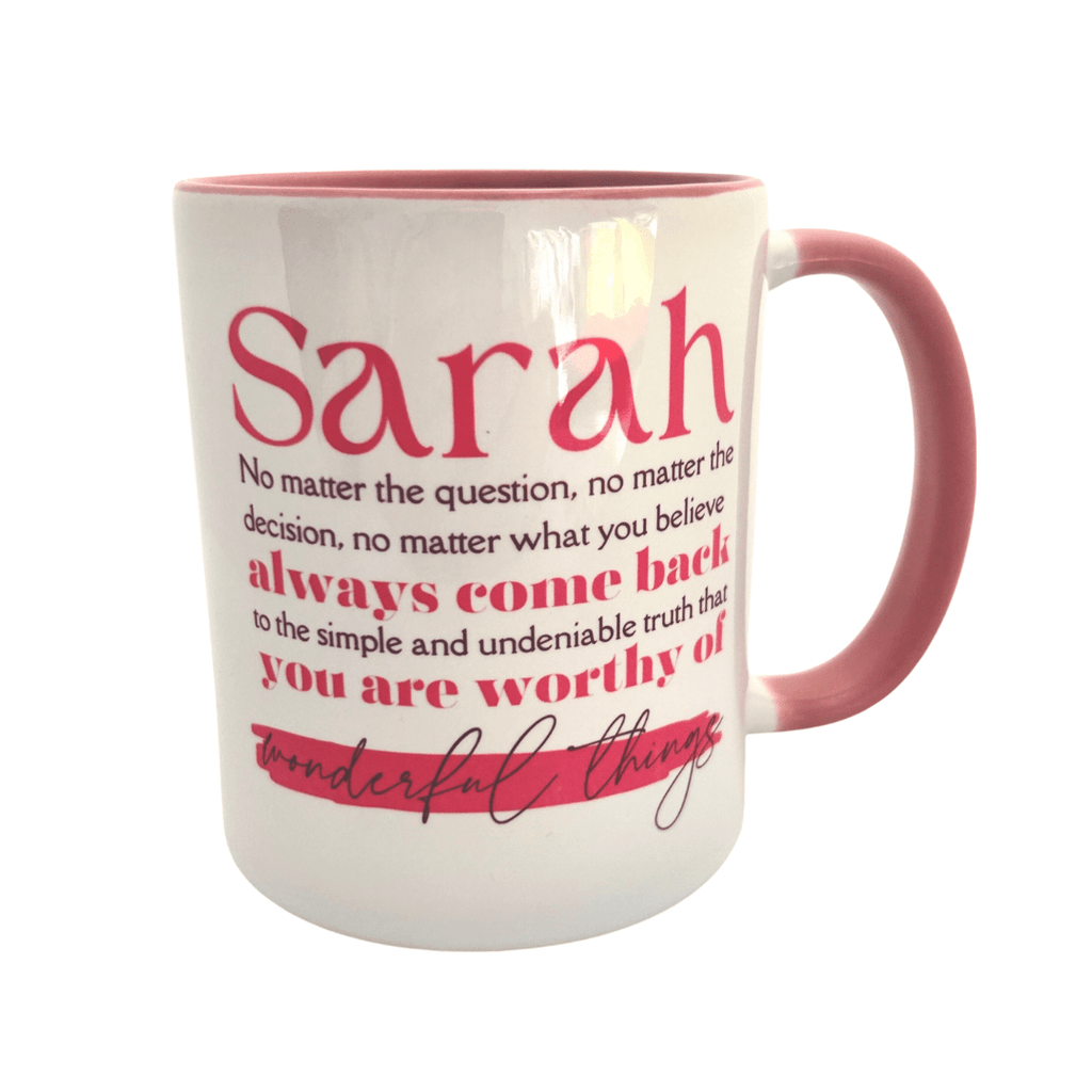 You Are Worthy of Wonderful Things - Personalised Mug with Name and Optional Gift Note - Spiffy - The Happiness Shop